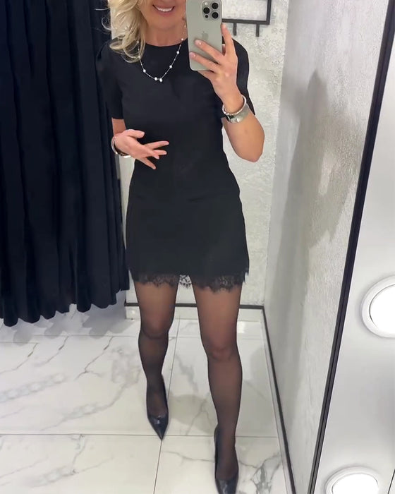 Klänning Puffärm Spets Lappverk