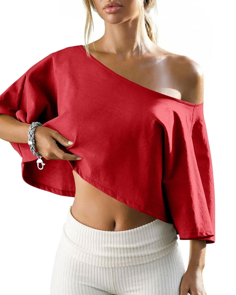 T-Tröja Enaxel Croppad Cold Shoulder