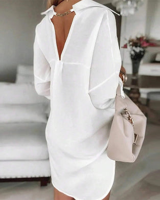 Klänning 100% Bomull Hålslits V-Ryg Mode