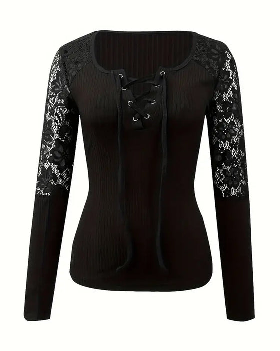 Blus Med Knutkrage Stickad