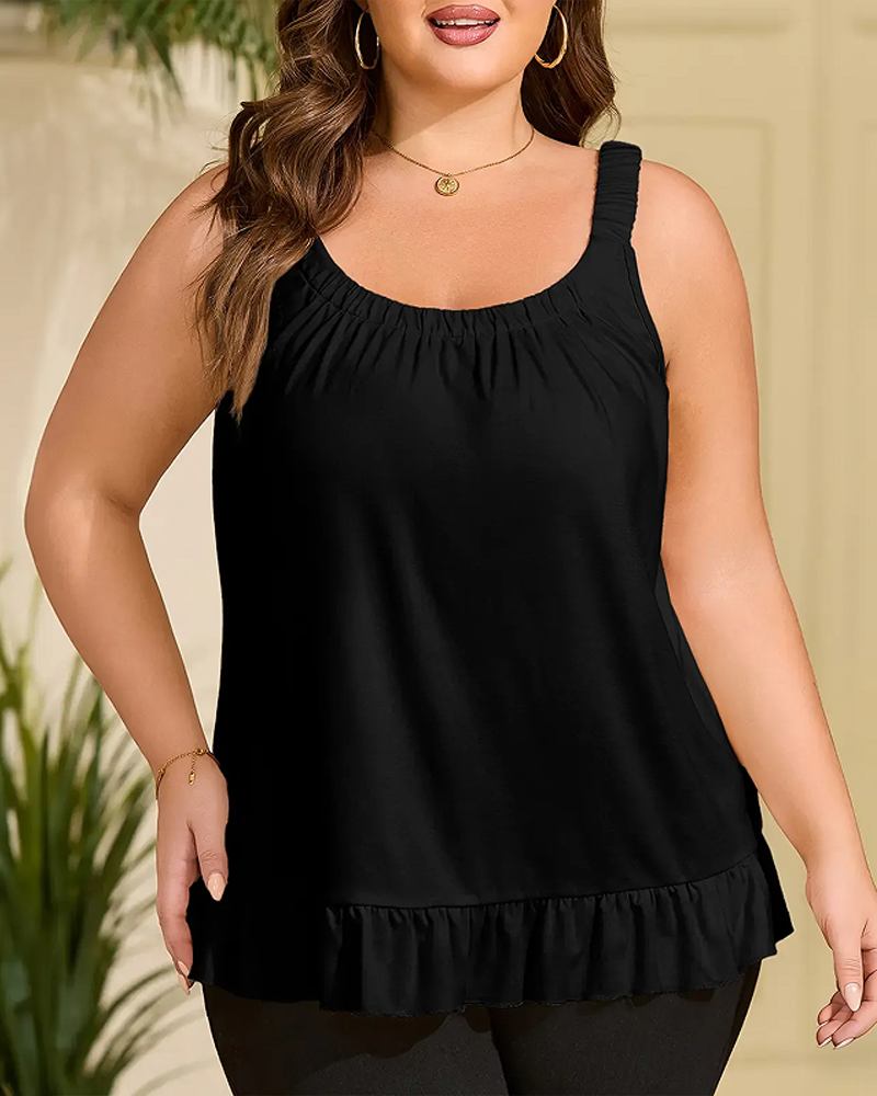 Tank Top Ruffle Trim Casual