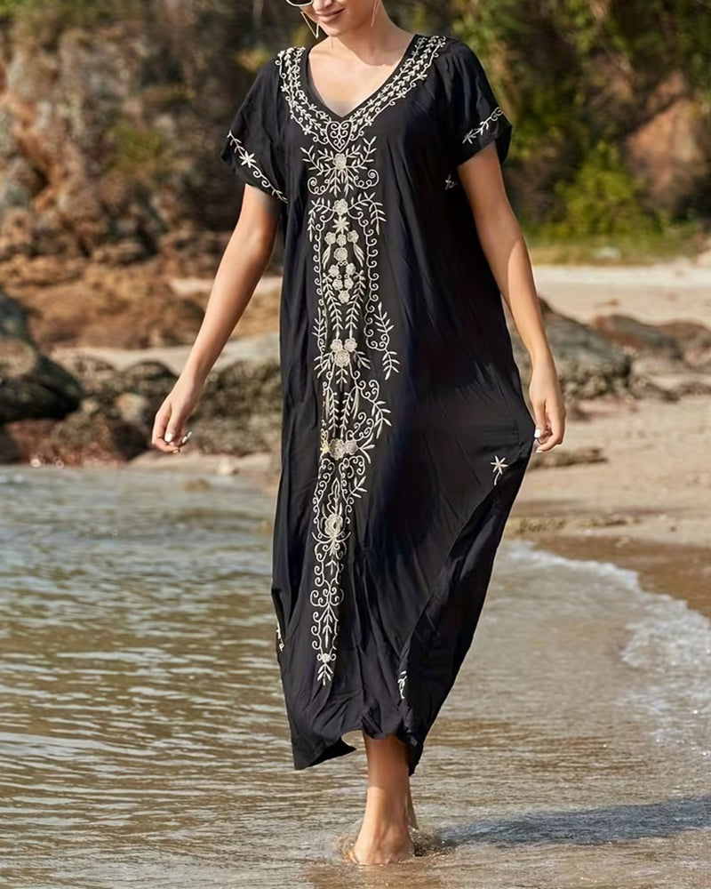 Klänning Etnisk Stil Retro Kortärmad