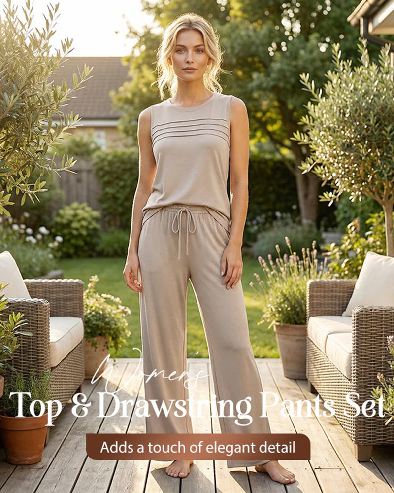 Tvådelad Set Veckad Väst Topp