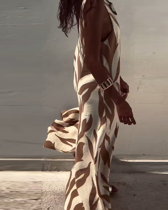 Klänning ärmlös Rygglös Tryckt