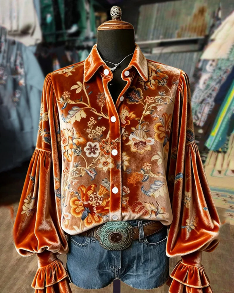 Tryckt Skjorta Med Lyktärmar