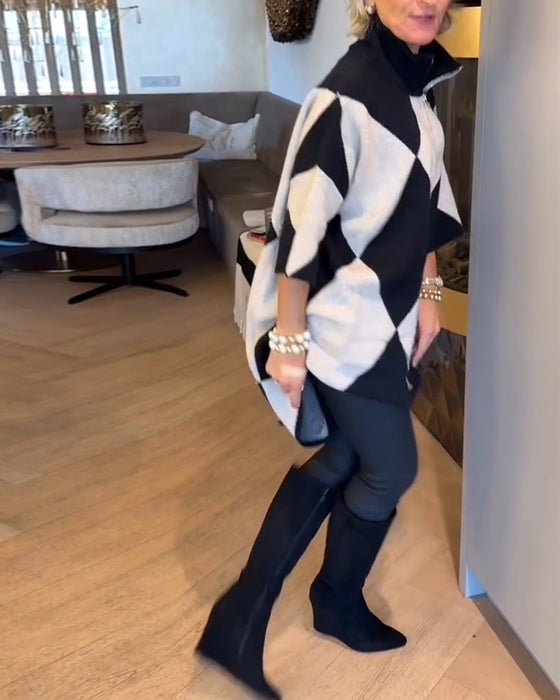 Tröja Ståkrage Argyle Oregelbunden