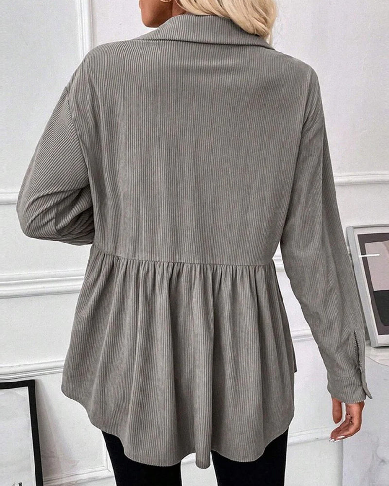 Top Med Lomme Detalj, Korduroystoff Och Knappdesign