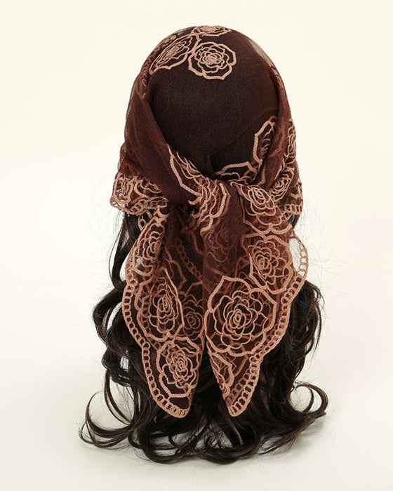 Blommig Nätmaskor Scallop Design Bandana