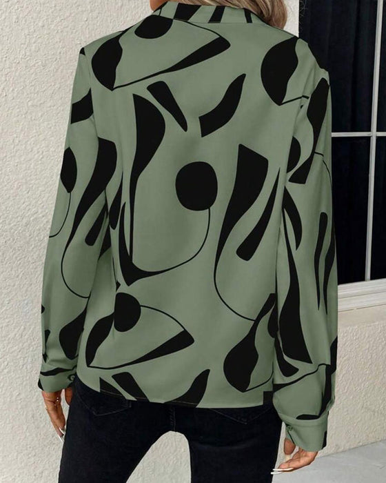 Blus Abstrakt Geometrisk Tryck