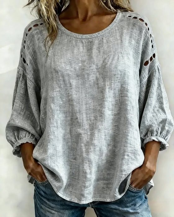 Blus Urholkad Bomull Och Linne