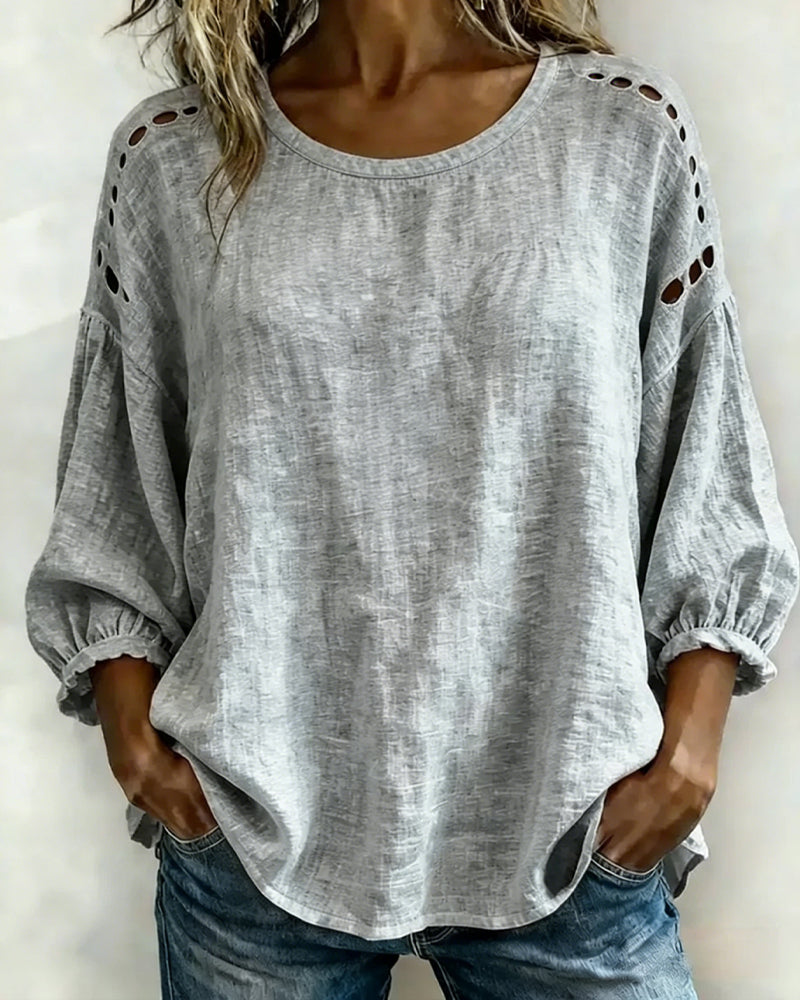 Blus Urholkad Bomull Och Linne