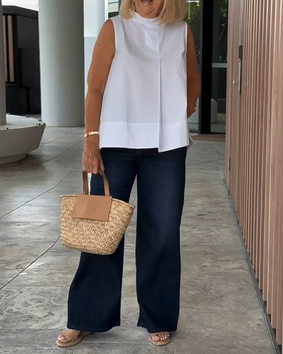 Blus Ärmlös Enfärgad Enkel