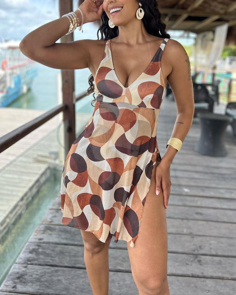 Helbadräkt Prickig Tryckt Knyt-Fram