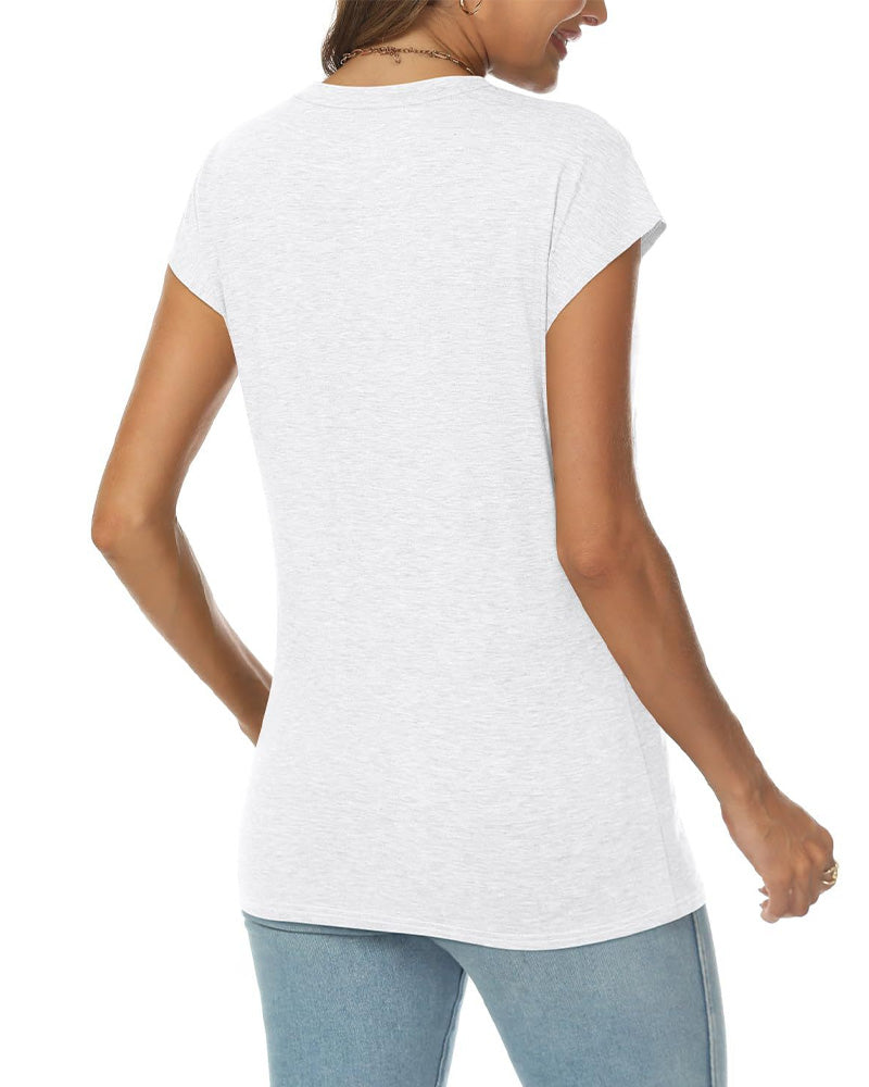 T-Shirt Pullover V-Hals Solid