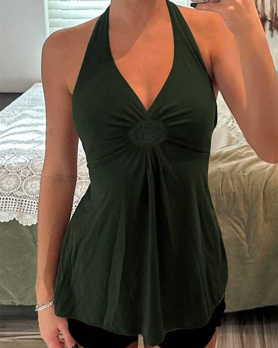 Tank Top Halter V-Hals Twist Solid