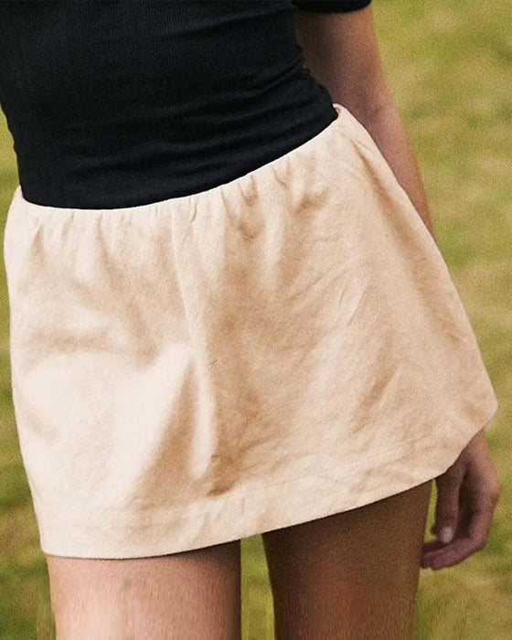 Solid Färgad Tvådelig Kjol Med Inbyggda Shorts