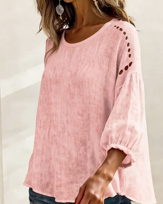 Blus Urholkad Bomull Och Linne