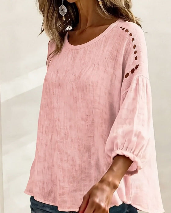 Blus Urholkad Bomull Och Linne