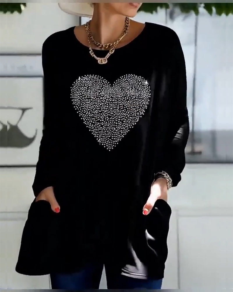 Topp Fin Glitter Kärlek Ficka Design