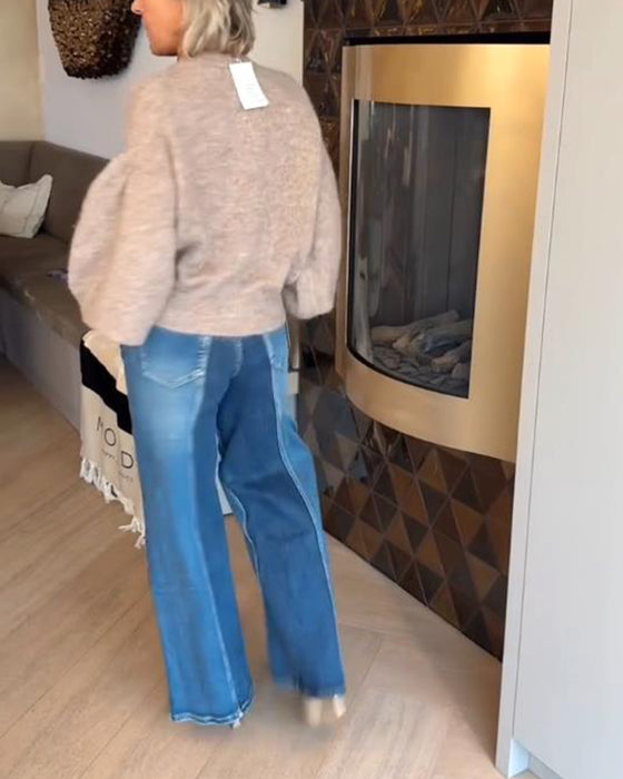 Cardigan Kappa Med Elegant Stil, Lantärnsleeve Design