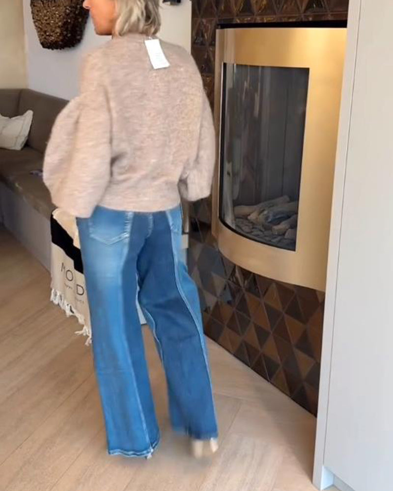 Cardigan Kappa Med Elegant Stil, Lantärnsleeve Design