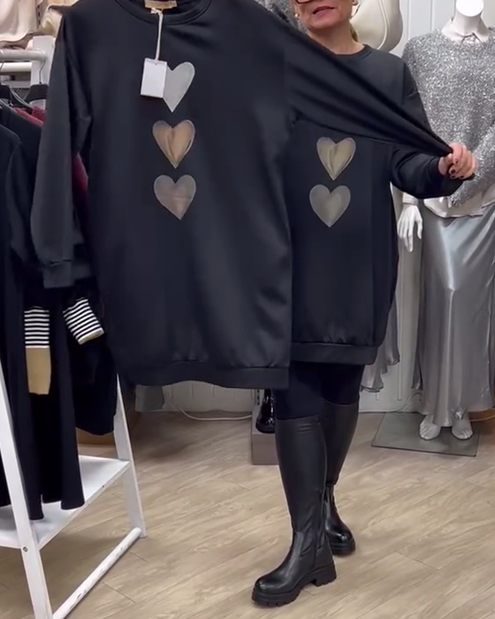 Klänning Shift Hjärt Mönster Casual