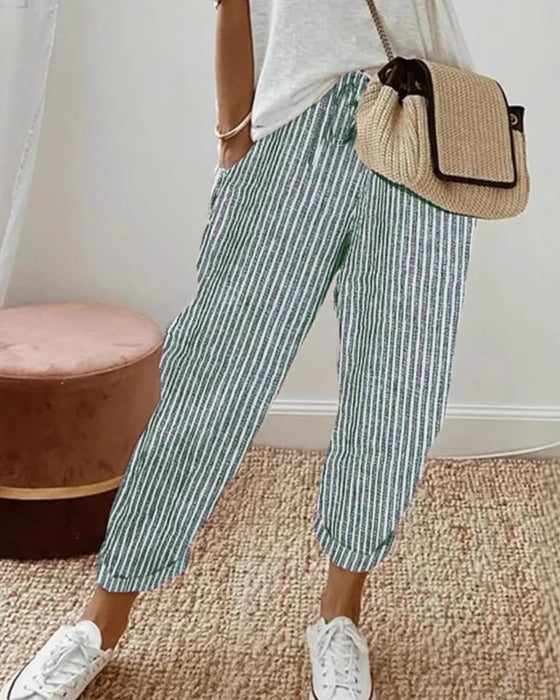 Byxor Casual Randig Croppad