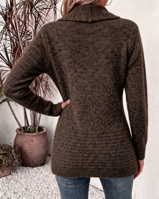 Cardigan Solid Färg Knapp Prydd