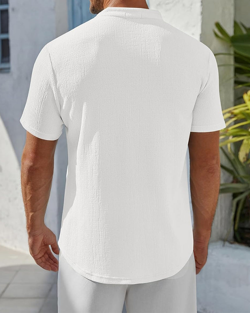 Skjorta Enfärgad Lös Henley