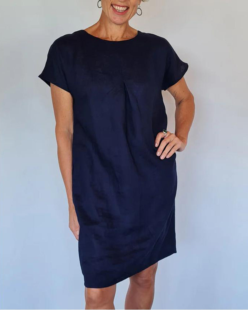 Klänning Löst Sittande Crewneck Kortärmad