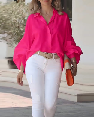 Skjorta Puffärm Elegant Kragad