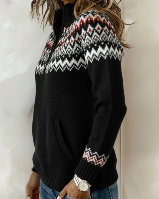 Tröja Vintage Halvblås Krage