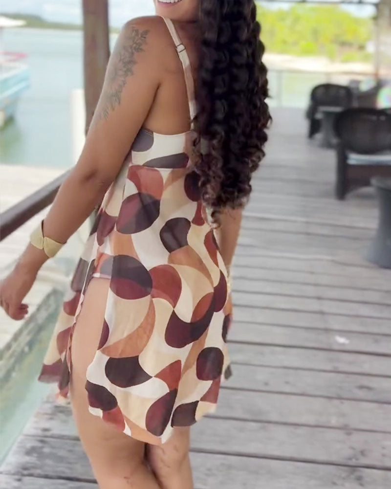 Helbadräkt Prickig Tryckt Knyt-Fram