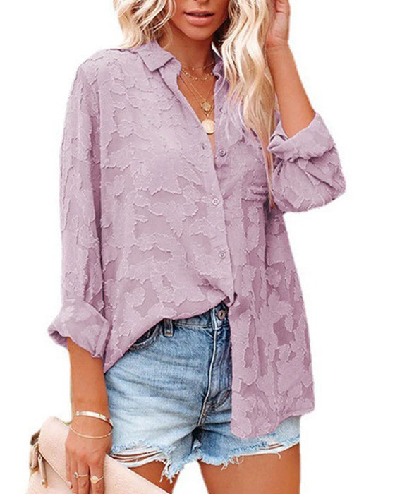 Blus Chiffong Jacquard Sheer