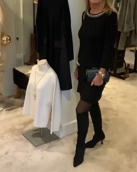 Klänning Modig Het Rhinestone Stil Långärmad