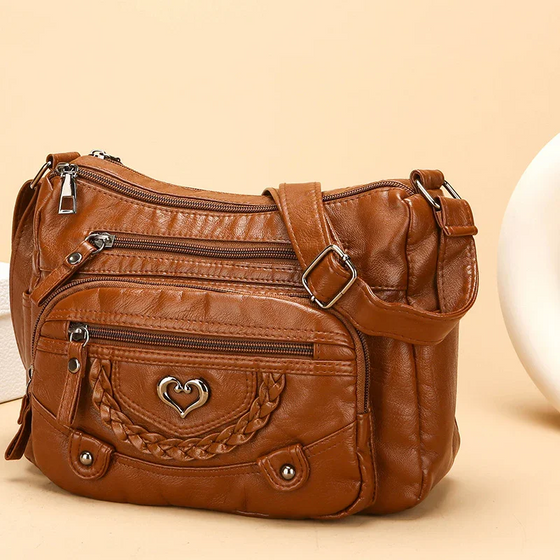 Damernas Mjuka PU Läder Multi-Ficka Crossbody Väska