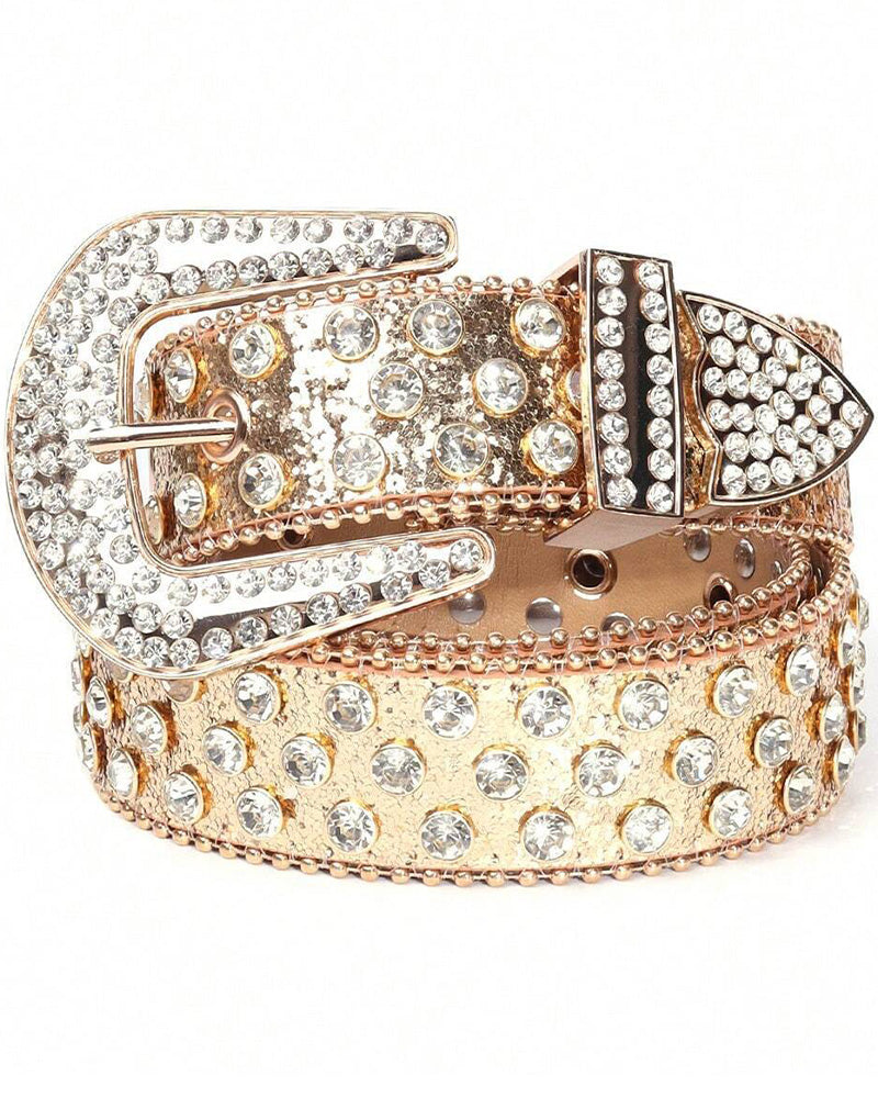 JASGOOD Bälte För Kvinnor Och Män Med Strass, Bling Västern Cowgirl Cowboy Nitläderbälte, Diamant Midjebälte För Jeans Och Byxor