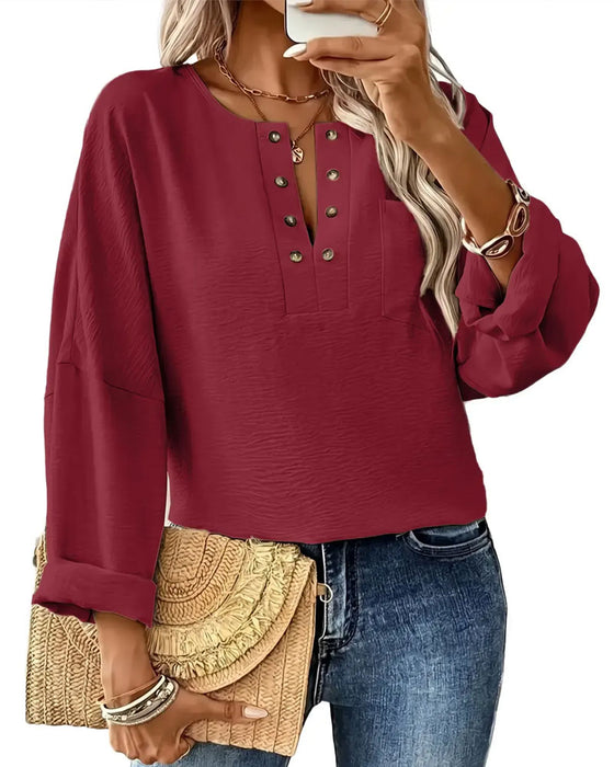 Blus Solid Casual Lång Ärm