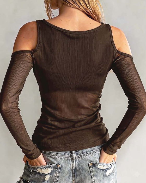 Blus Kors Och Tvärs V-Hals Off-Shoulder