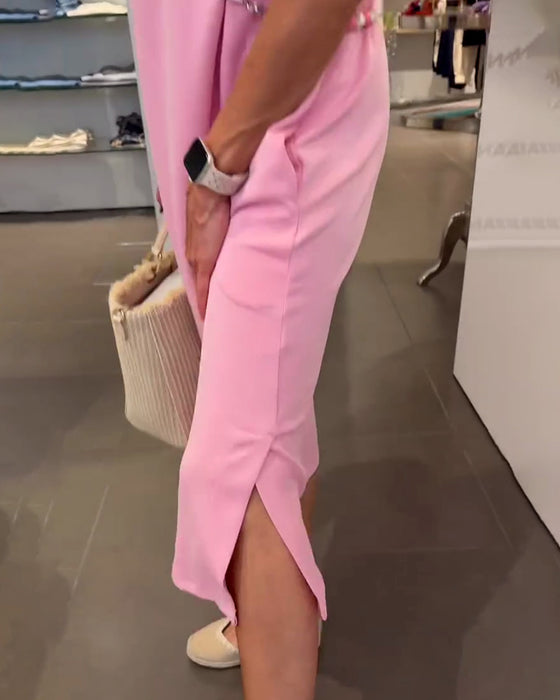 Klänning Lotusskärmar V-Ringning Avslappnad Slits