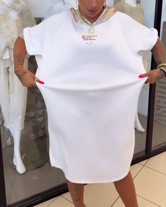 Klänning Huvtröja Enfärgad Lös Slits