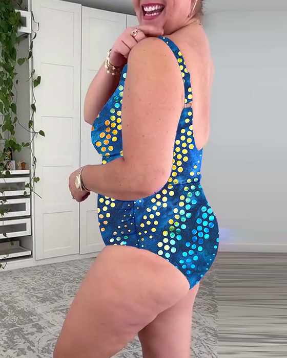 Baddräkt Prickig Mönster Höft