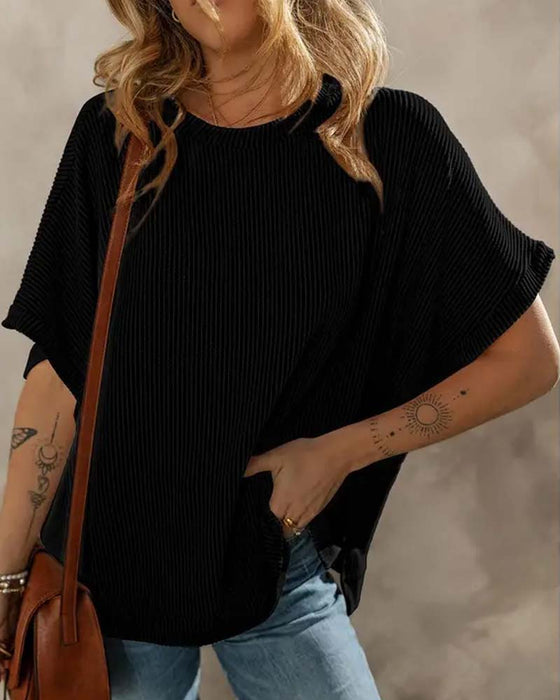 T-Shirt Lös Passform Rund Hals Casual