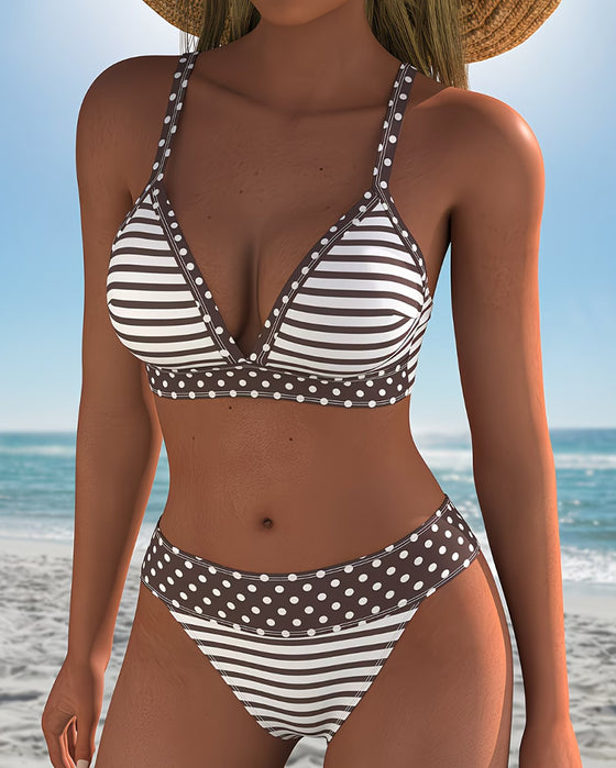 Bikini Randig Polka Dot Halter