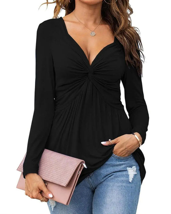 Blus V-Hals Casual Mode