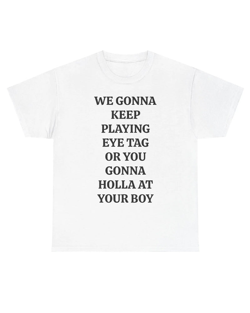 T-Shirt Crew Neck Med Bokstavs Tryck Kortärmad