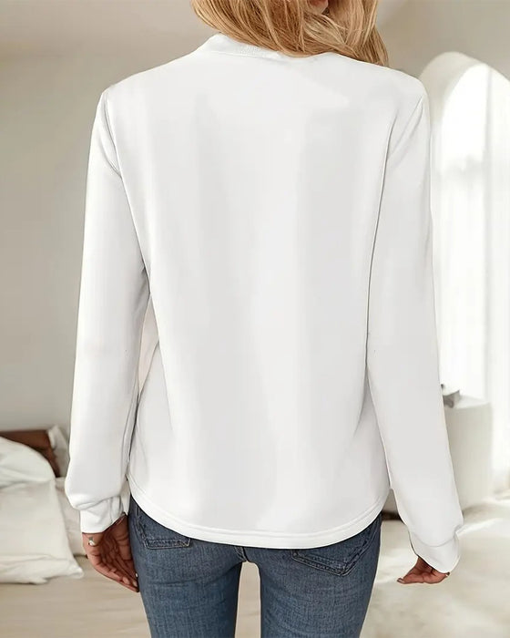 Luvtröja Casual Rund Halsringning Rosett