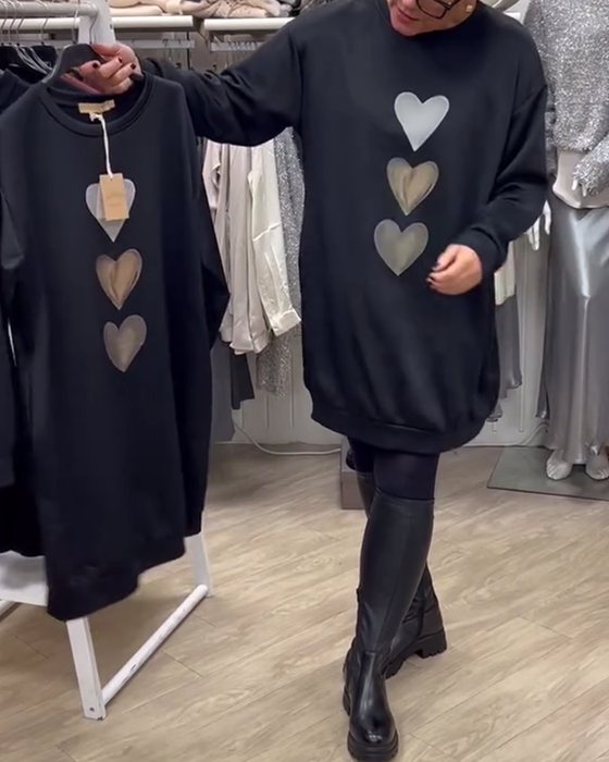 Klänning Shift Hjärt Mönster Casual