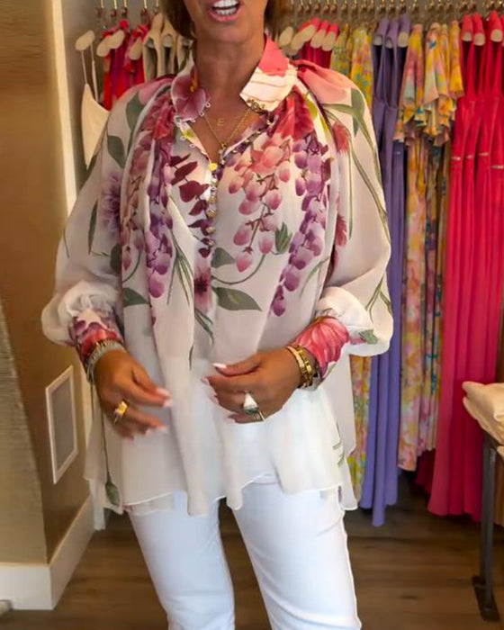 Blus Lyktärm Vardaglig Tryckt