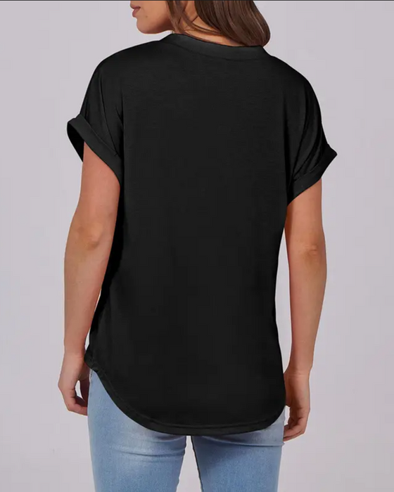T-Shirt Enfärgad V-Ringad Kortärmad